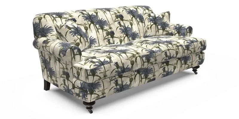 Hampton 3 Seater Sofa in V&A Threads of India Opulent Velvets Regal Poppy Chalk