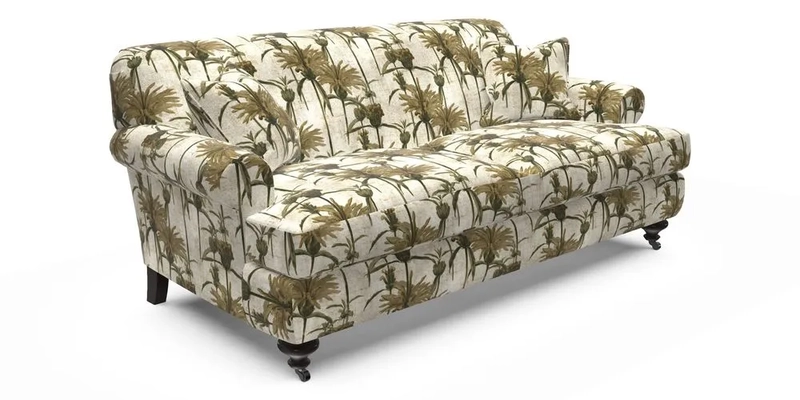 Hampton 3 Seater Sofa in V&A Threads of India Opulent Velvets Regal Poppy Chalk