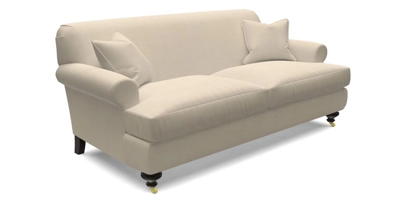 Hampton 3 Seater Sofa in V&A Threads of India Opulent Velvets Regal Poppy Chalk