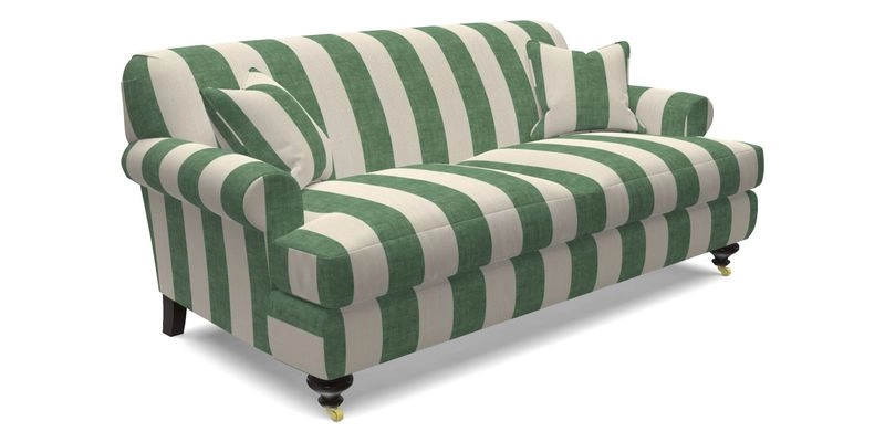 Hampton 3 Seater Sofa in V&A Threads of India Opulent Velvets Regal Poppy Chalk