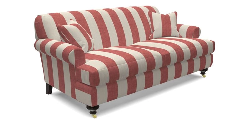 Hampton 3 Seater Sofa in V&A Threads of India Opulent Velvets Regal Poppy Chalk