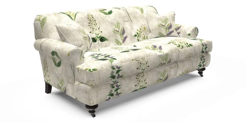 Hampton 3 Seater Sofa in V&A Threads of India Opulent Velvets Regal Poppy Chalk