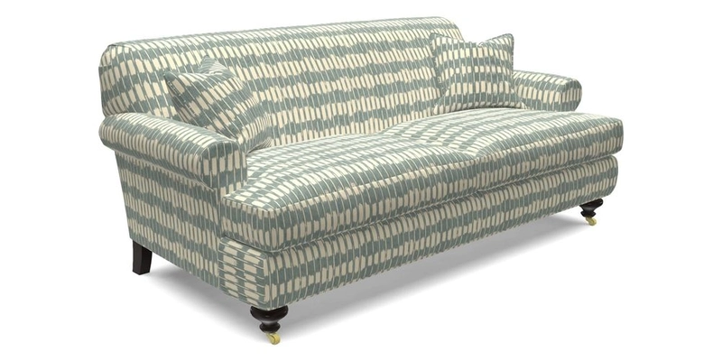 Hampton 3 Seater Sofa in V&A Threads of India Opulent Velvets Regal Poppy Chalk