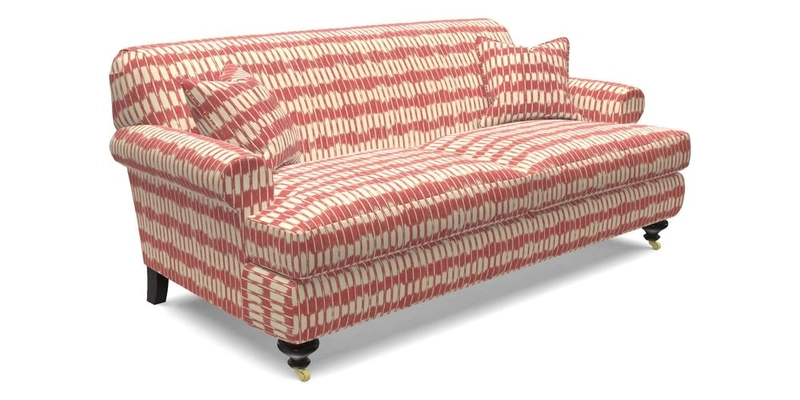 Hampton 3 Seater Sofa in V&A Threads of India Opulent Velvets Regal Poppy Chalk