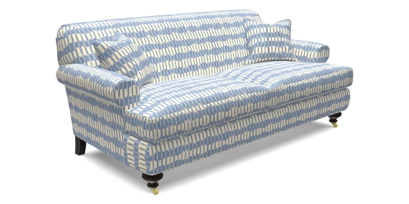 Hampton 3 Seater Sofa in V&A Threads of India Opulent Velvets Regal Poppy Chalk