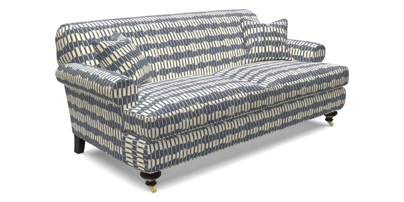 Hampton 3 Seater Sofa in V&A Threads of India Opulent Velvets Regal Poppy Chalk