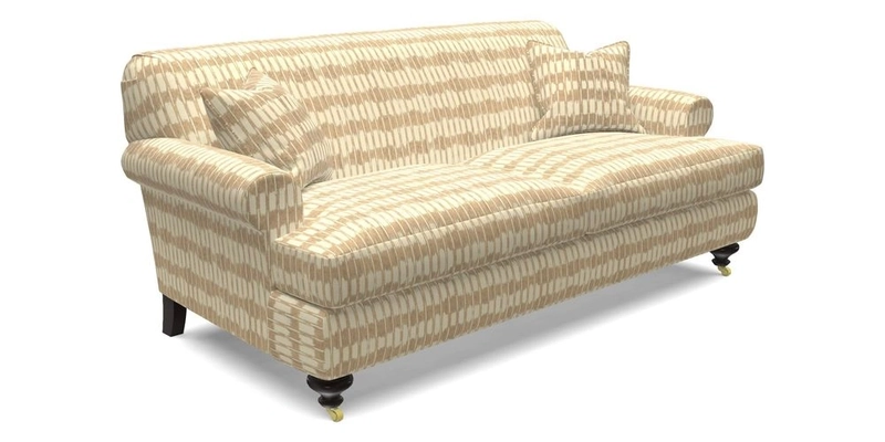 Hampton 3 Seater Sofa in V&A Threads of India Opulent Velvets Regal Poppy Chalk