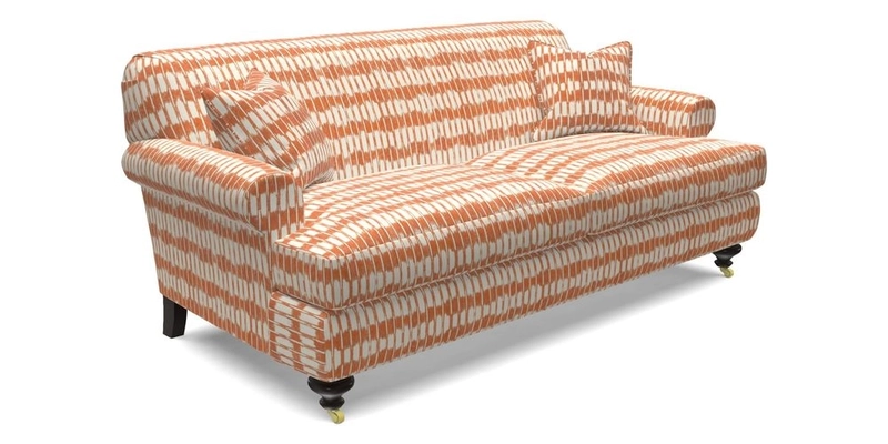 Hampton 3 Seater Sofa in V&A Threads of India Opulent Velvets Regal Poppy Chalk