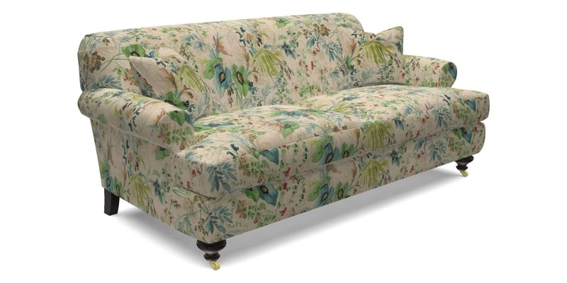 Hampton 3 Seater Sofa in V&A Threads of India Opulent Velvets Regal Poppy Chalk