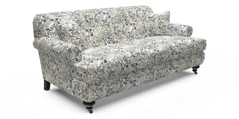 Hampton 3 Seater Sofa in V&A Threads of India Opulent Velvets Regal Poppy Chalk
