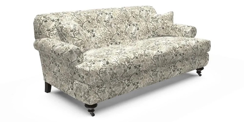 Hampton 3 Seater Sofa in V&A Threads of India Opulent Velvets Regal Poppy Chalk