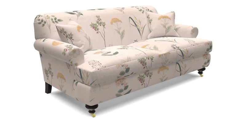 Hampton 3 Seater Sofa in V&A Threads of India Opulent Velvets Regal Poppy Chalk