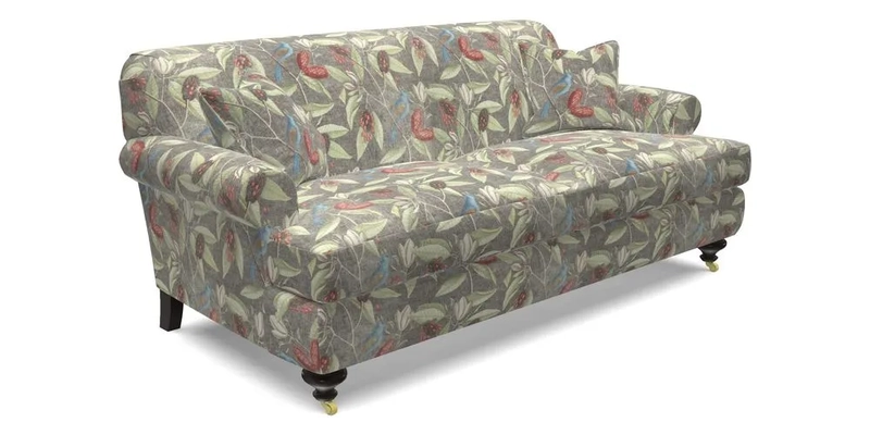 Hampton 3 Seater Sofa in V&A Threads of India Opulent Velvets Regal Poppy Chalk