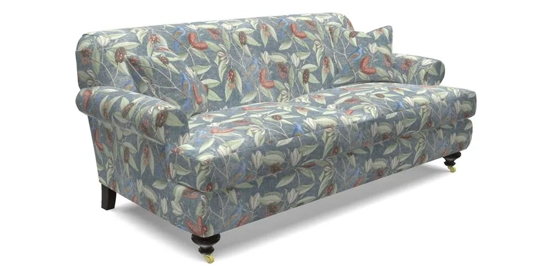 Hampton 3 Seater Sofa in V&A Threads of India Opulent Velvets Regal Poppy Chalk