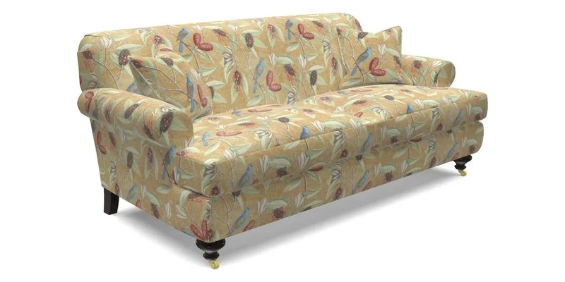 Hampton 3 Seater Sofa in V&A Threads of India Opulent Velvets Regal Poppy Chalk