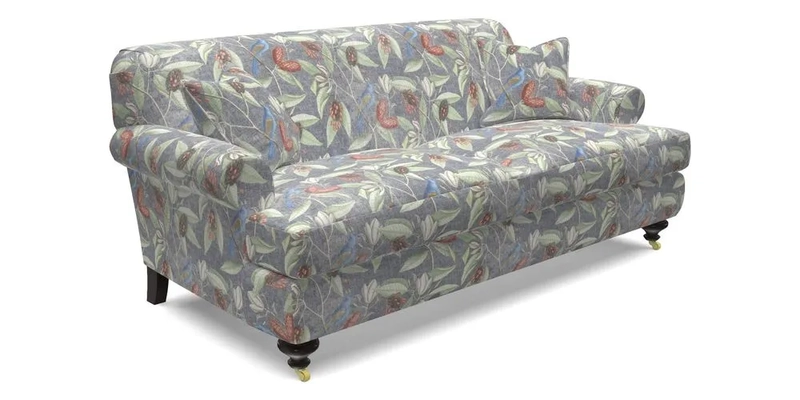 Hampton 3 Seater Sofa in V&A Threads of India Opulent Velvets Regal Poppy Chalk