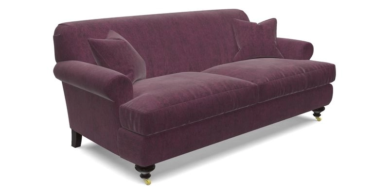 Hampton 3 Seater Sofa in V&A Threads of India Opulent Velvets Regal Poppy Chalk