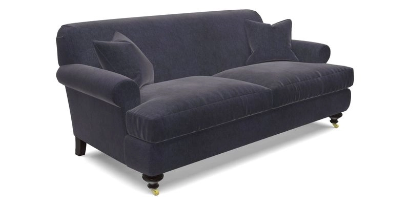 Hampton 3 Seater Sofa in V&A Threads of India Opulent Velvets Regal Poppy Chalk