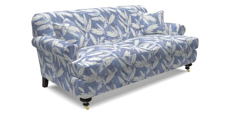 Hampton 3 Seater Sofa in V&A Threads of India Opulent Velvets Regal Poppy Chalk