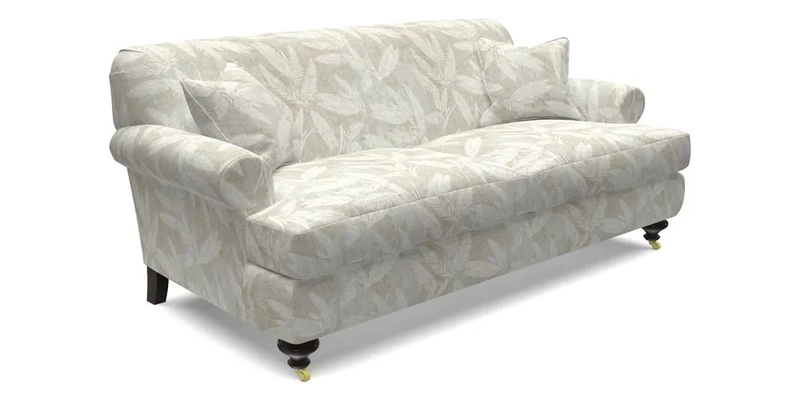 Hampton 3 Seater Sofa in V&A Threads of India Opulent Velvets Regal Poppy Chalk