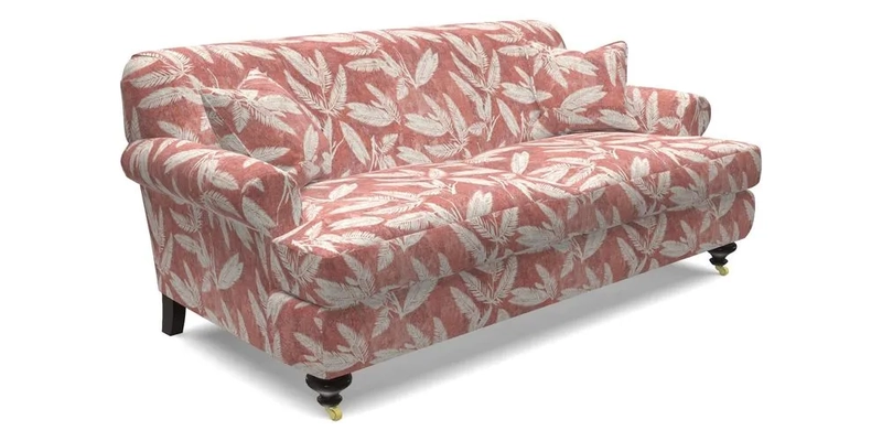 Hampton 3 Seater Sofa in V&A Threads of India Opulent Velvets Regal Poppy Chalk