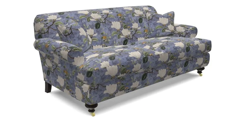 Hampton 3 Seater Sofa in V&A Threads of India Opulent Velvets Regal Poppy Chalk