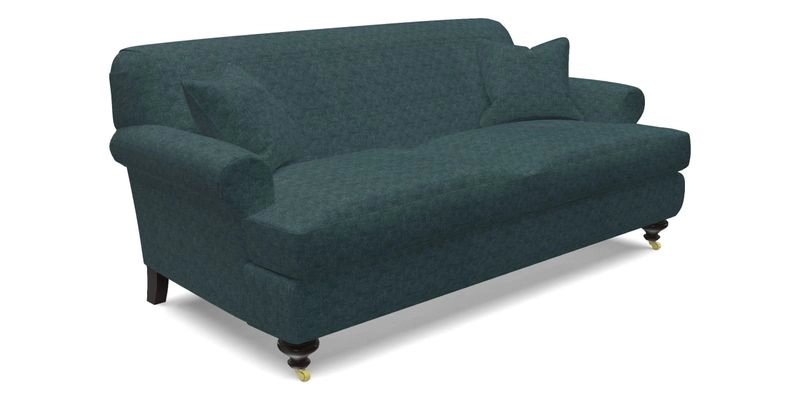 Hampton 3 Seater Sofa in V&A Threads of India Opulent Velvets Regal Poppy Chalk