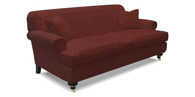 Hampton 3 Seater Sofa in V&A Threads of India Opulent Velvets Regal Poppy Chalk