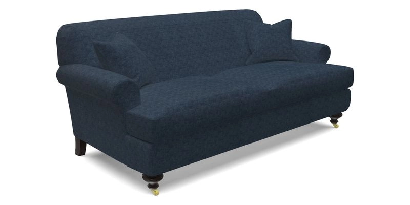 Hampton 3 Seater Sofa in V&A Threads of India Opulent Velvets Regal Poppy Chalk