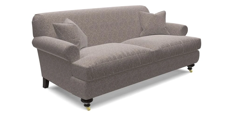 Hampton 3 Seater Sofa in V&A Threads of India Opulent Velvets Regal Poppy Chalk