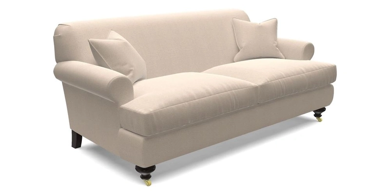 Hampton 3 Seater Sofa in V&A Threads of India Opulent Velvets Regal Poppy Chalk