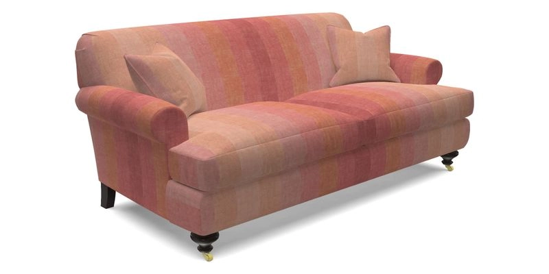 Hampton 3 Seater Sofa in V&A Threads of India Opulent Velvets Regal Poppy Chalk