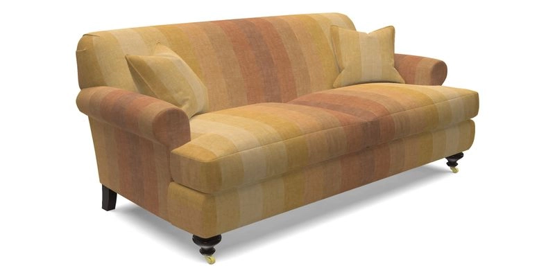 Hampton 3 Seater Sofa in V&A Threads of India Opulent Velvets Regal Poppy Chalk