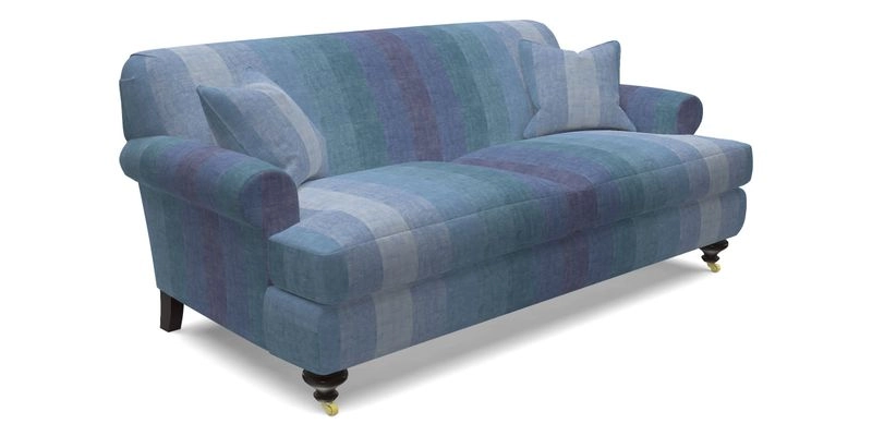 Hampton 3 Seater Sofa in V&A Threads of India Opulent Velvets Regal Poppy Chalk