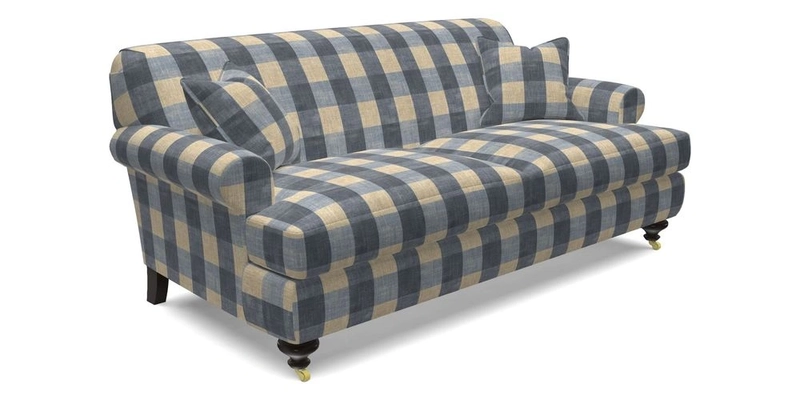 Hampton 3 Seater Sofa in V&A Threads of India Opulent Velvets Regal Poppy Chalk