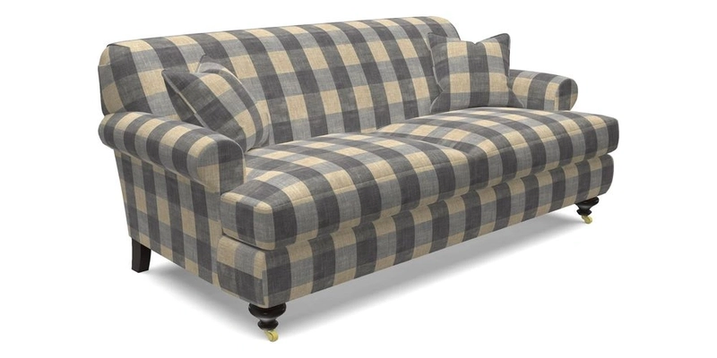 Hampton 3 Seater Sofa in V&A Threads of India Opulent Velvets Regal Poppy Chalk