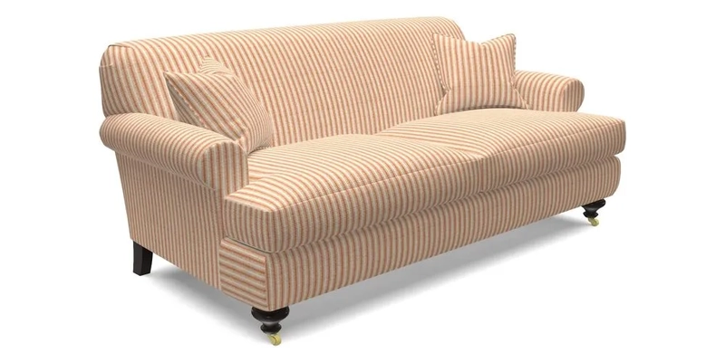 Hampton 3 Seater Sofa in V&A Threads of India Opulent Velvets Regal Poppy Chalk