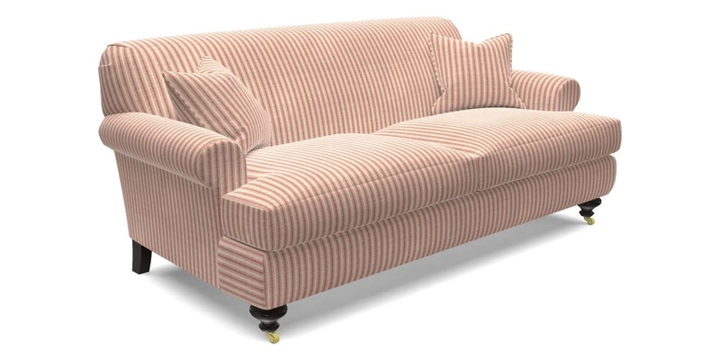 Hampton 3 Seater Sofa in V&A Threads of India Opulent Velvets Regal Poppy Chalk