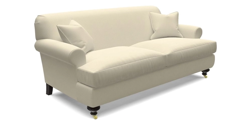 Hampton 3 Seater Sofa in V&A Threads of India Opulent Velvets Regal Poppy Chalk