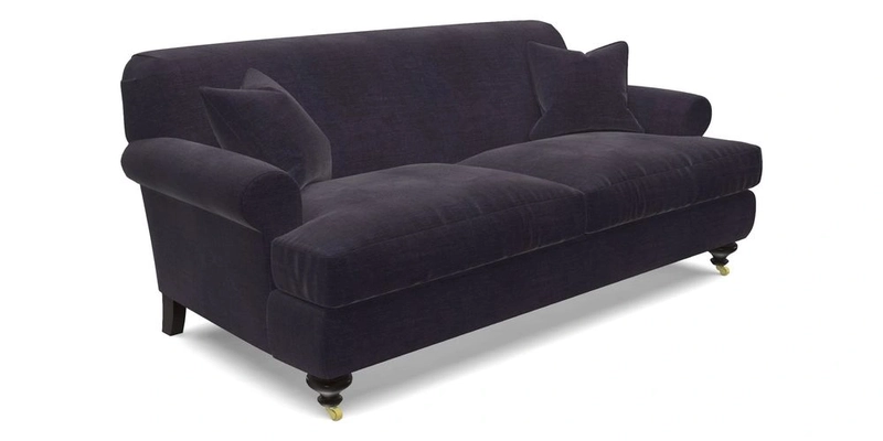 Hampton 3 Seater Sofa in V&A Threads of India Opulent Velvets Regal Poppy Chalk