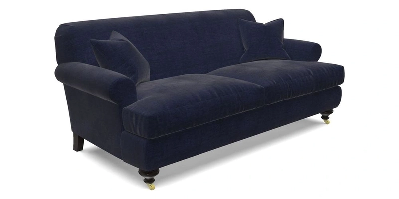 Hampton 3 Seater Sofa in V&A Threads of India Opulent Velvets Regal Poppy Chalk