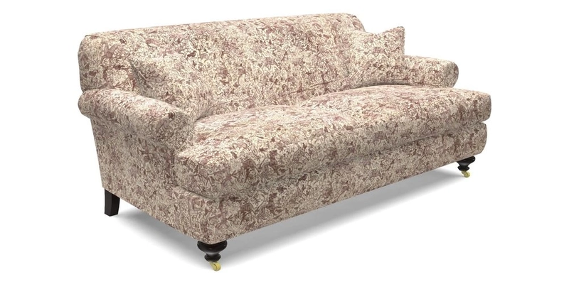 Hampton 3 Seater Sofa in V&A Threads of India Opulent Velvets Regal Poppy Chalk