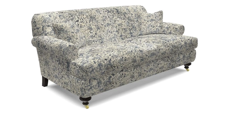 Hampton 3 Seater Sofa in V&A Threads of India Opulent Velvets Regal Poppy Chalk