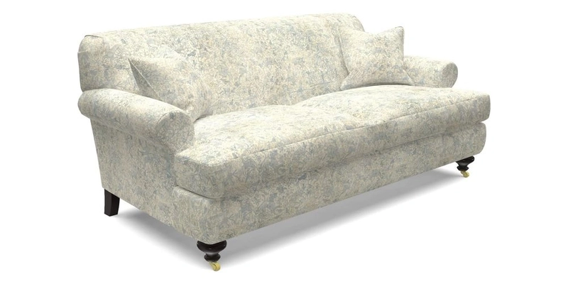 Hampton 3 Seater Sofa in V&A Threads of India Opulent Velvets Regal Poppy Chalk