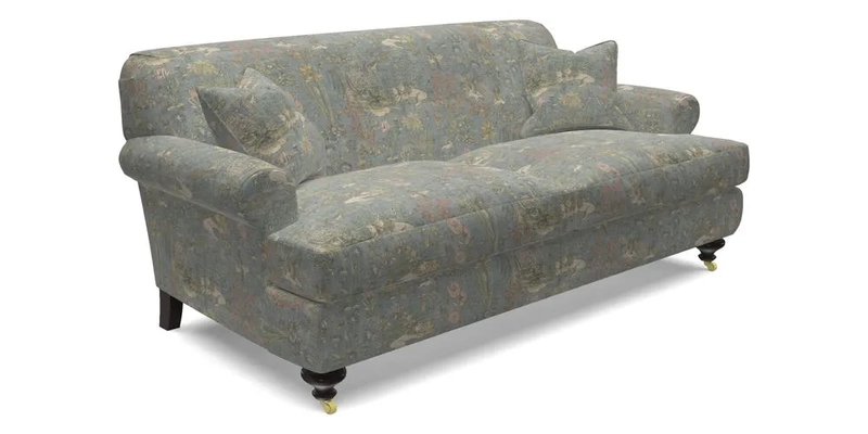 Hampton 3 Seater Sofa in V&A Threads of India Opulent Velvets Regal Poppy Chalk
