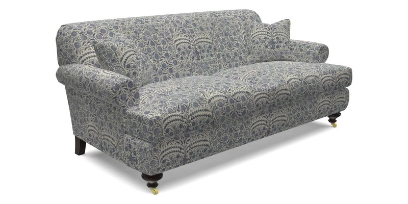 Hampton 3 Seater Sofa in V&A Threads of India Opulent Velvets Regal Poppy Chalk