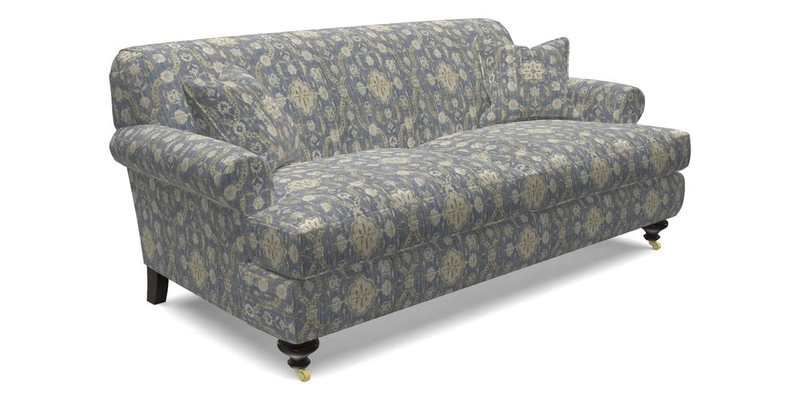 Hampton 3 Seater Sofa in V&A Threads of India Opulent Velvets Regal Poppy Chalk