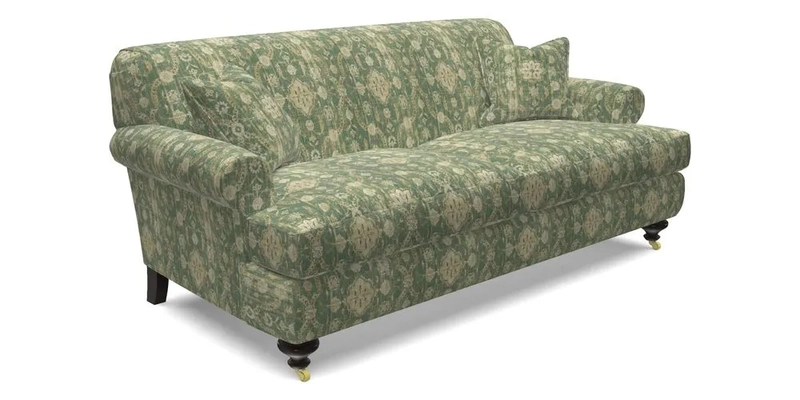 Hampton 3 Seater Sofa in V&A Threads of India Opulent Velvets Regal Poppy Chalk