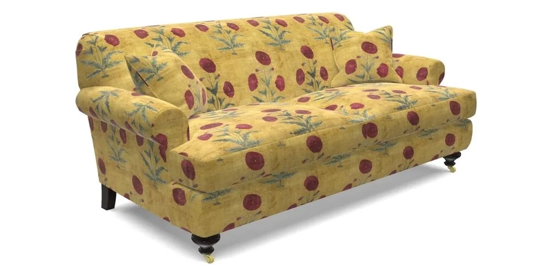 Hampton 3 Seater Sofa in V&A Threads of India Opulent Velvets Regal Poppy Chalk