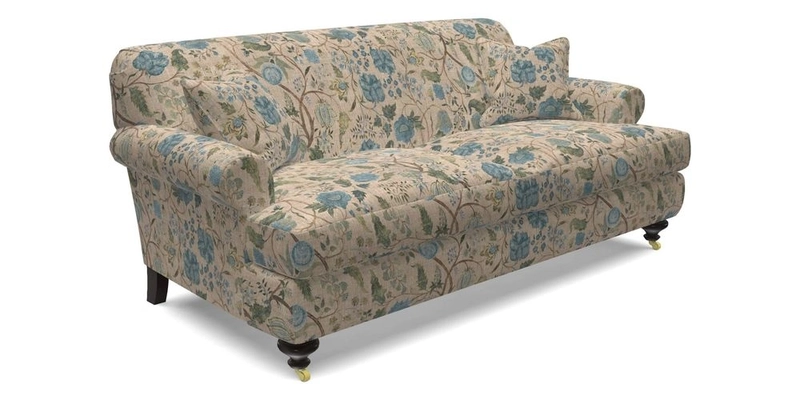 Hampton 3 Seater Sofa in V&A Threads of India Opulent Velvets Regal Poppy Chalk